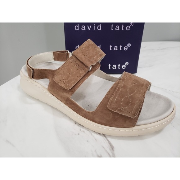 NEW SIZE 13 WIDE - David Tate KAY Women's Sandal ankle strap brown walking - Picture 1 of 7